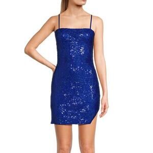 City Studio Sequined Bodycon mini dress slim blue - 15/16